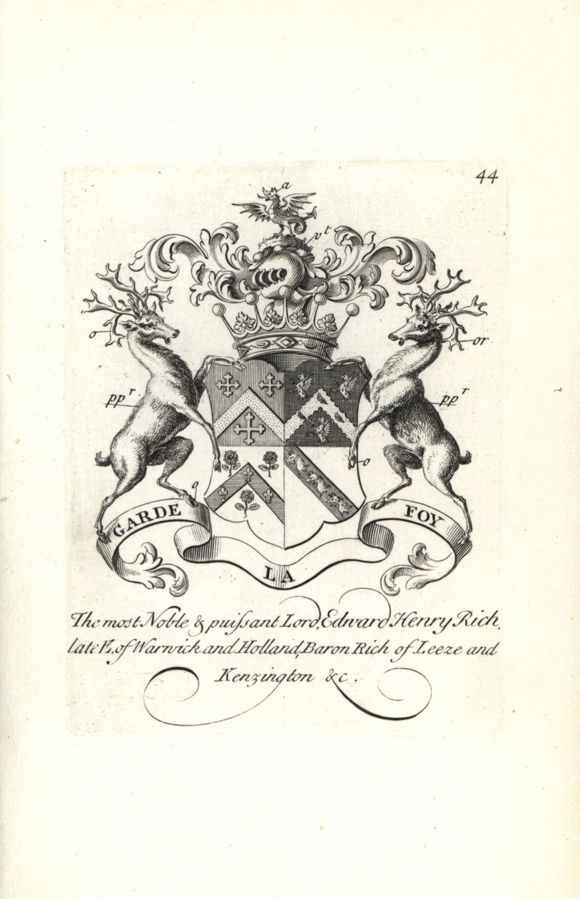 Lord Edward Henry Rich, Warwick és Holland 7. grófja, RIch Leeze és Kensington báró címere és címere alkotó: Andrew Johnston