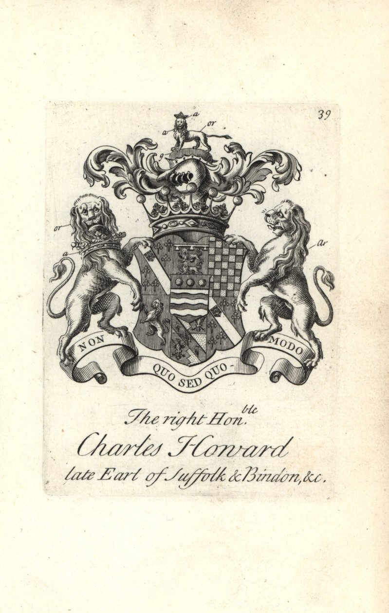 Charles Howard, Suffolk és Bindon 9. grófjának címere és címere alkotó: Andrew Johnston