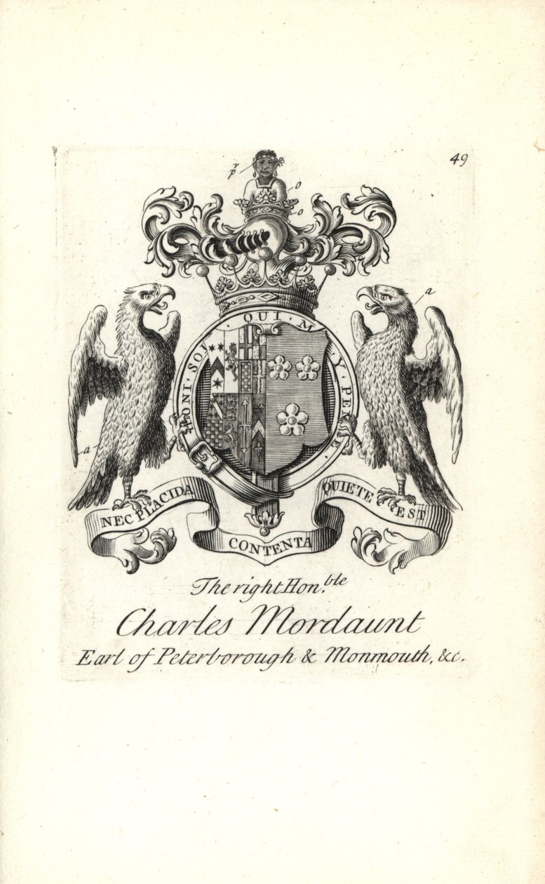 Charles Mordaunt, Peterborough 3. grófjának és Monmouth 1. grófjának címere és címere alkotó: Andrew Johnston