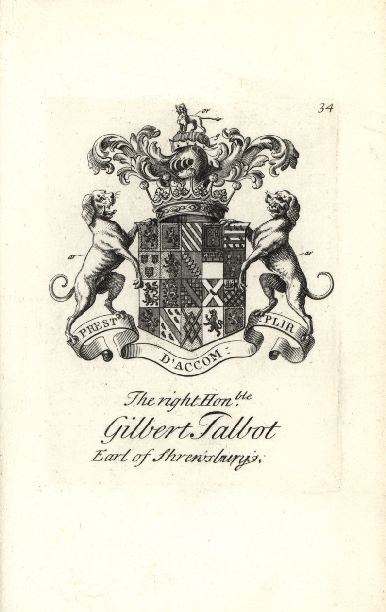 A jobb tisztelt Gilbert Talbot címere és címere alkotó: Andrew Johnston
