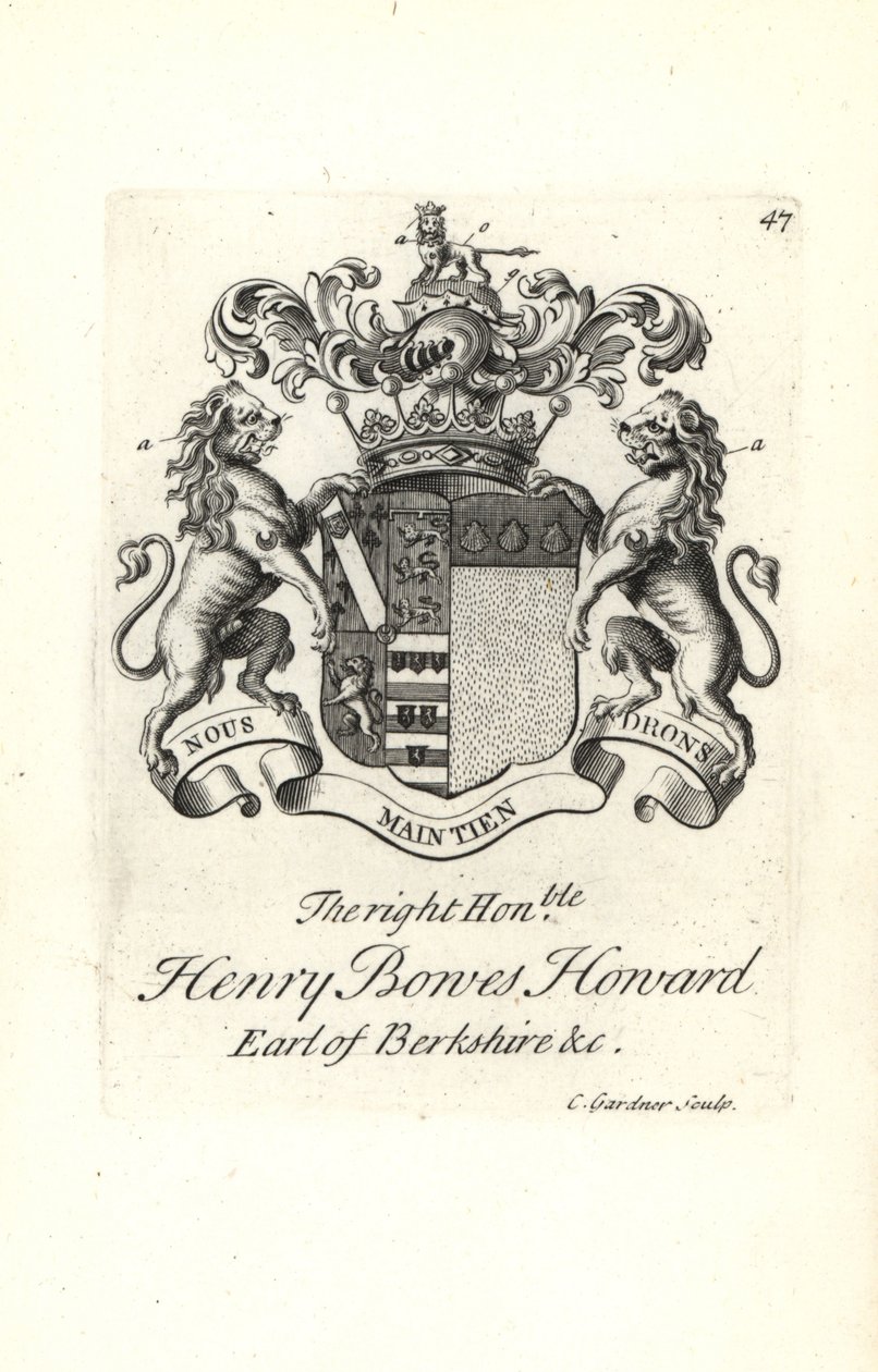 A jobb tisztelt Henry Bowes Howard címere és címere alkotó: Andrew Johnston