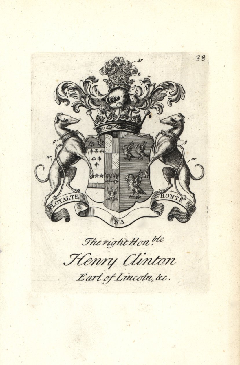 Henry Clinton, Lincoln 7. grófjának címere és címere alkotó: Andrew Johnston