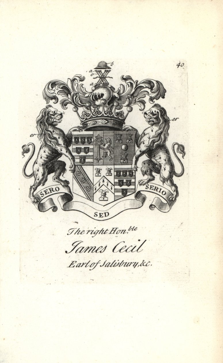 James Cecil, Salisbury 5. grófjának címere és címere alkotó: Andrew Johnston