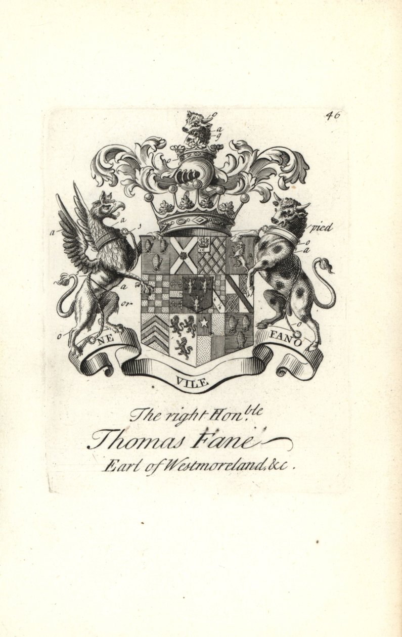Thomas Fane, Westmoreland 8. grófjának címere és címere alkotó: Andrew Johnston