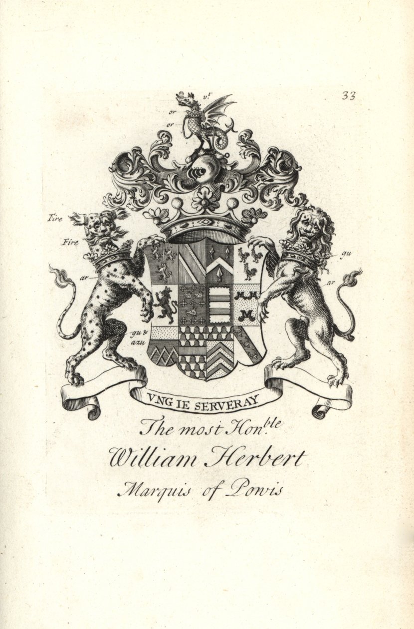 A tisztelt William Herbert, Powis 2. márquessének címere és címere alkotó: Andrew Johnston