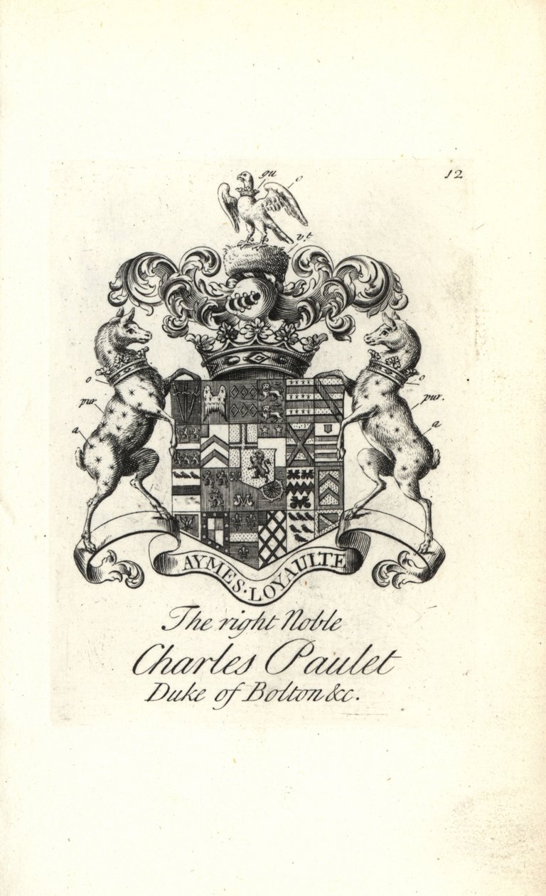 Charles Powlett jobb nemes, Bolton 3. hercegének címere és címere alkotó: Andrew Johnston