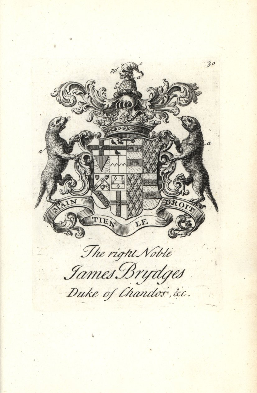 A jobb nemes James Brydges, Chandos hercegének címere és címere alkotó: Andrew Johnston