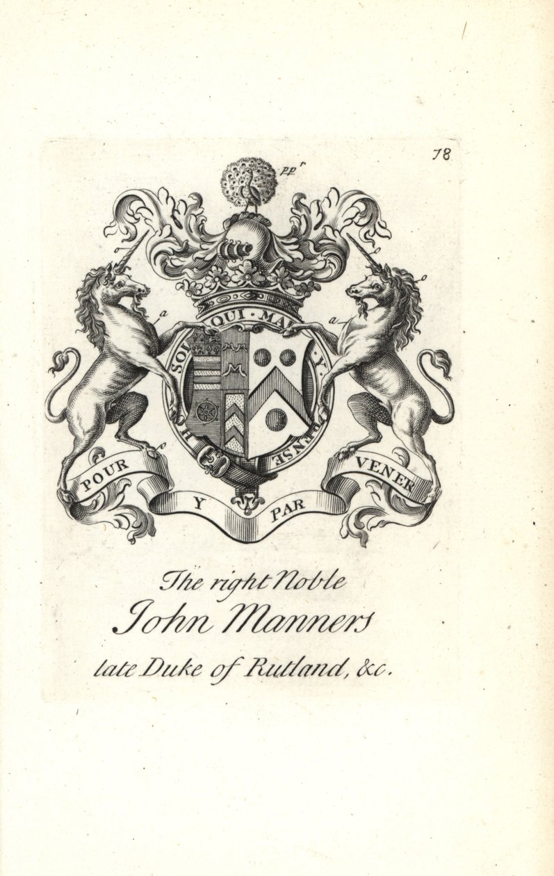 John Manners jobb nemes, Rutland 2. hercegének címere és címere alkotó: Andrew Johnston
