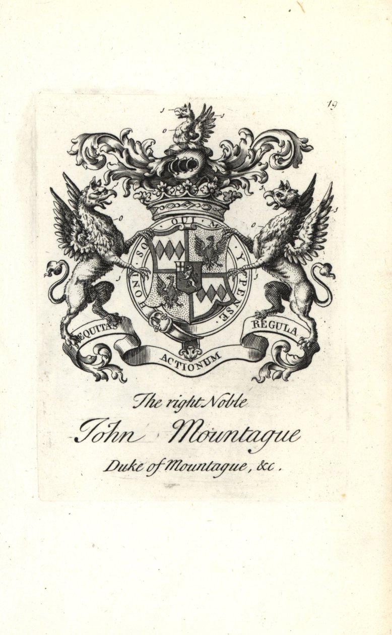 A jobb nemes John Montagu, Montagu 2. hercegének címere és címere 1690-1749 alkotó: Andrew Johnston