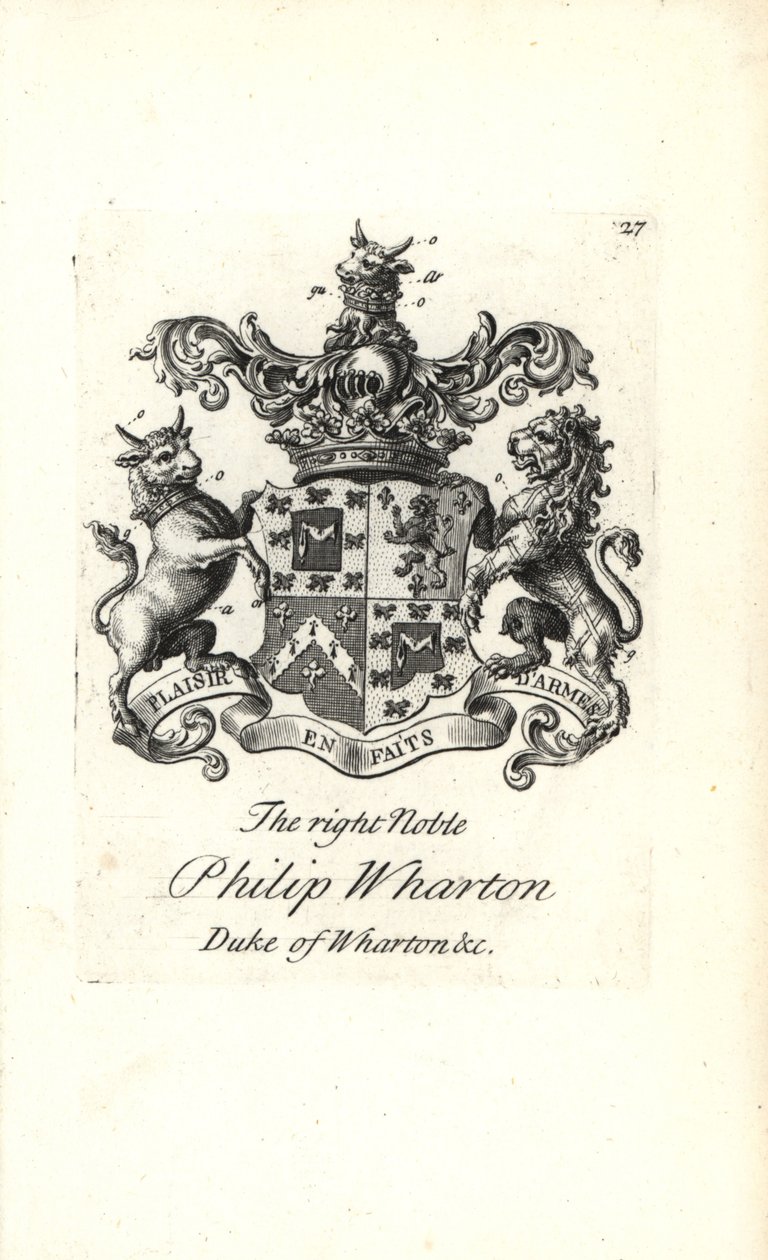 A jobb nemes Philip Wharton címere és címere alkotó: Andrew Johnston