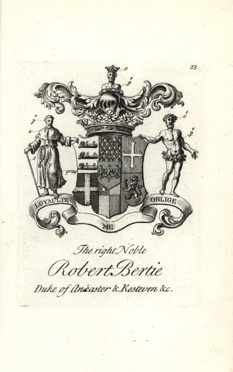 A jobb nemes Robert Bertie címere és címere alkotó: Andrew Johnston