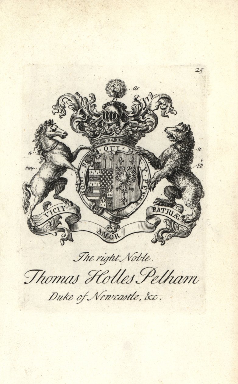 A jobboldali nemes Thomas Holles Pelham címere és címere alkotó: Andrew Johnston
