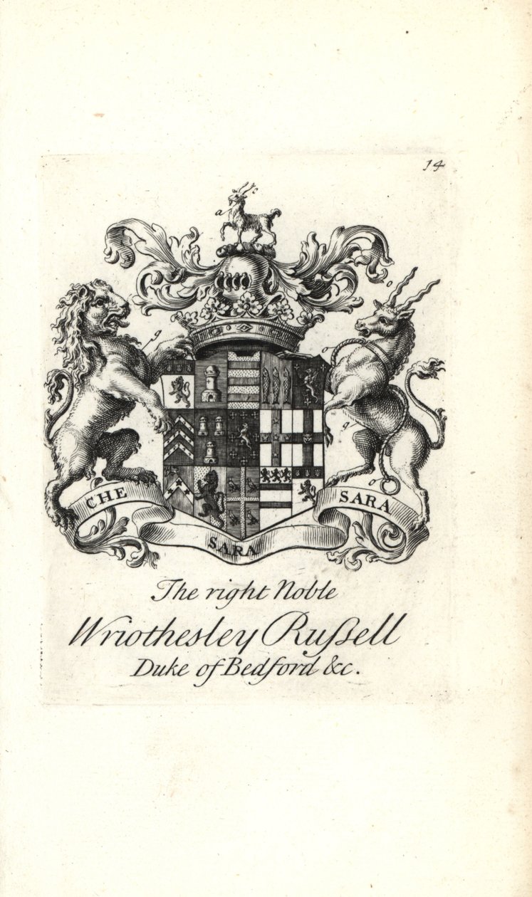 A jobb nemes Wriothesley Russell, Bedford 3. hercegének címere és címere alkotó: Andrew Johnston