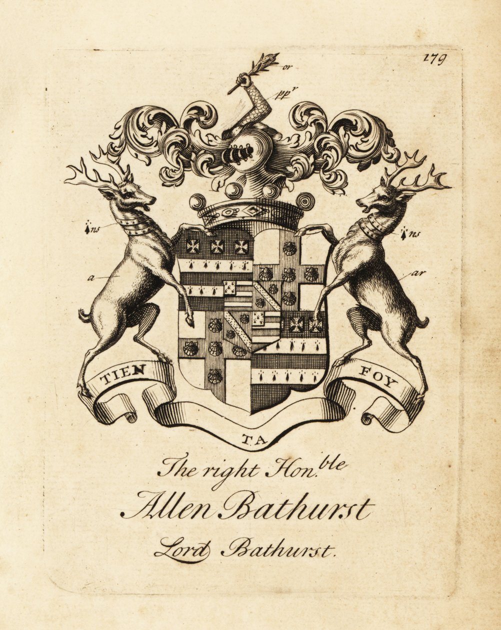 A jobboldal címere, tisztelt Allen Bathurst, Lord Bathurst alkotó: Andrew Johnston