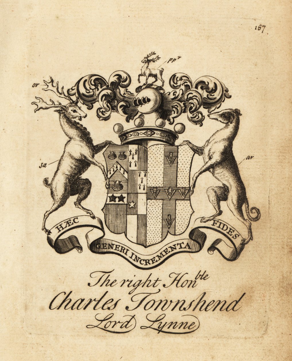 Charles Townshend, Lord Lynne, Townshend 3. vikomt címere alkotó: Andrew Johnston