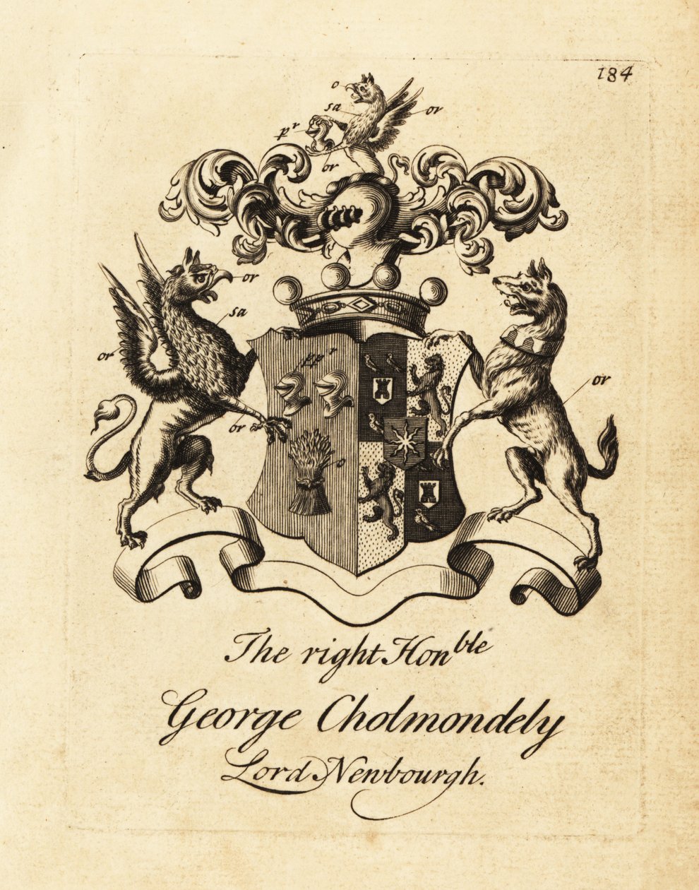 George Cholmondely, Lord Newbourgh, Cholmondeley 2. grófjának címere alkotó: Andrew Johnston