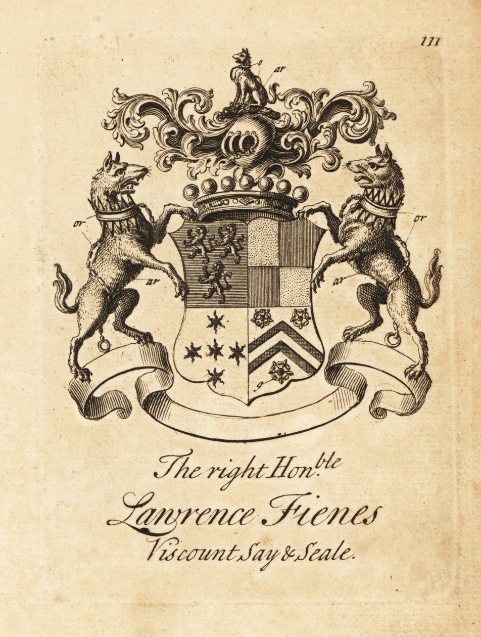 Lawrence Fienes, Saye és Sele 5. vikomt (1690–1742) címere alkotó: Andrew Johnston