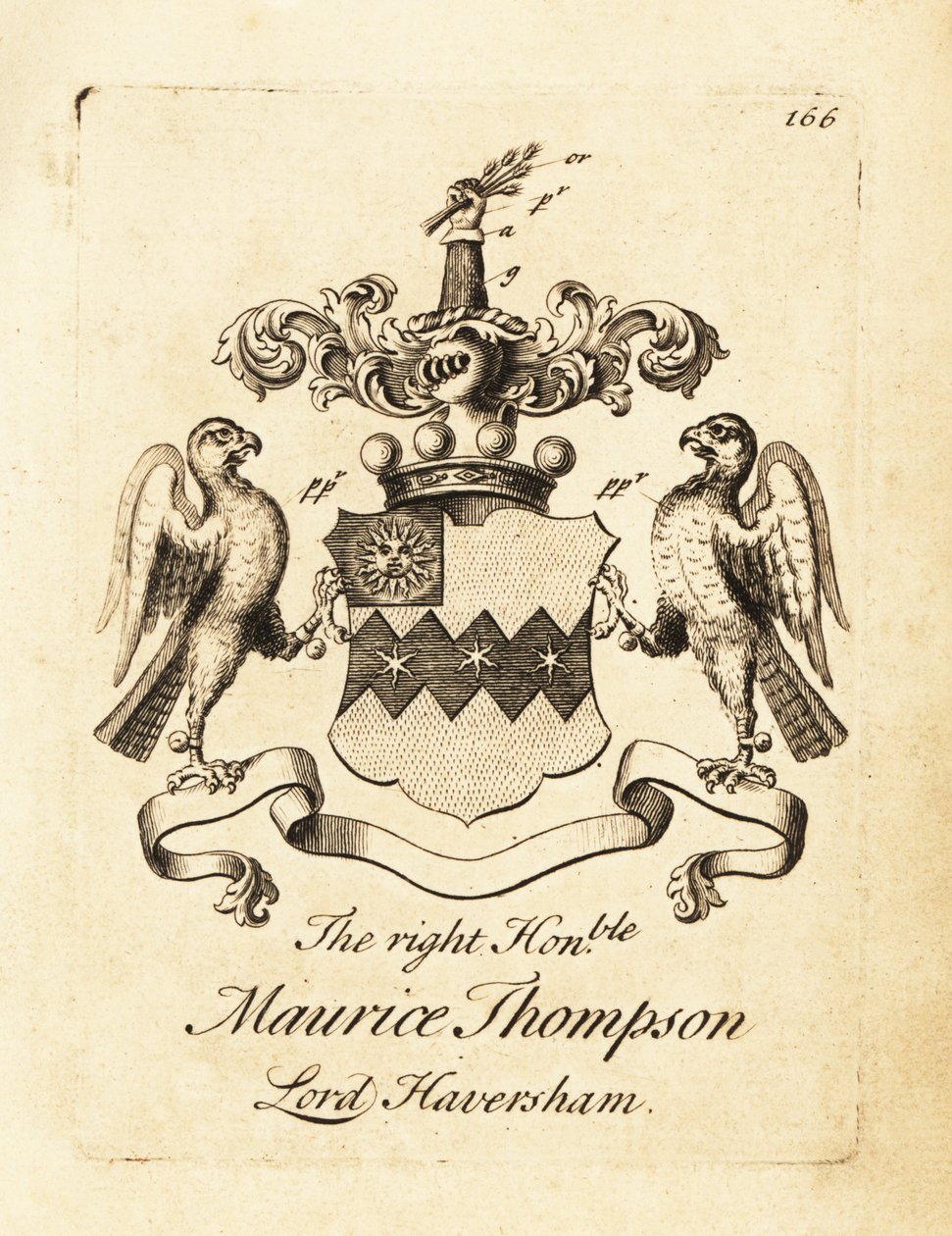 Maurice Thompson, Lord Haversham, Haversham 2. báró címere alkotó: Andrew Johnston