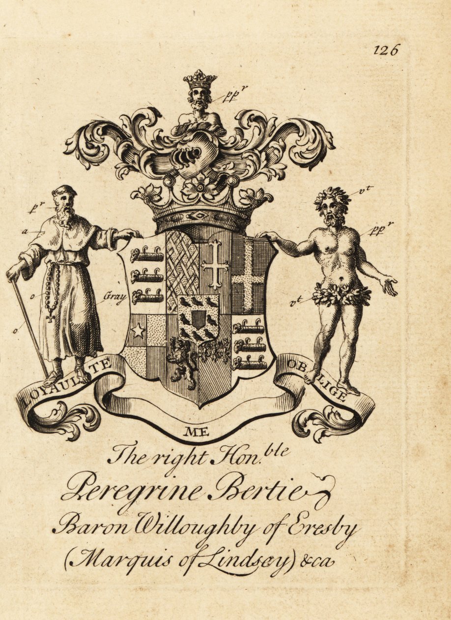 A tisztelt Peregrine Bertie, Willoughby Eresby báró, Lindsay márki, Ancaster és Kesteven 2. hercegének címere alkotó: Andrew Johnston
