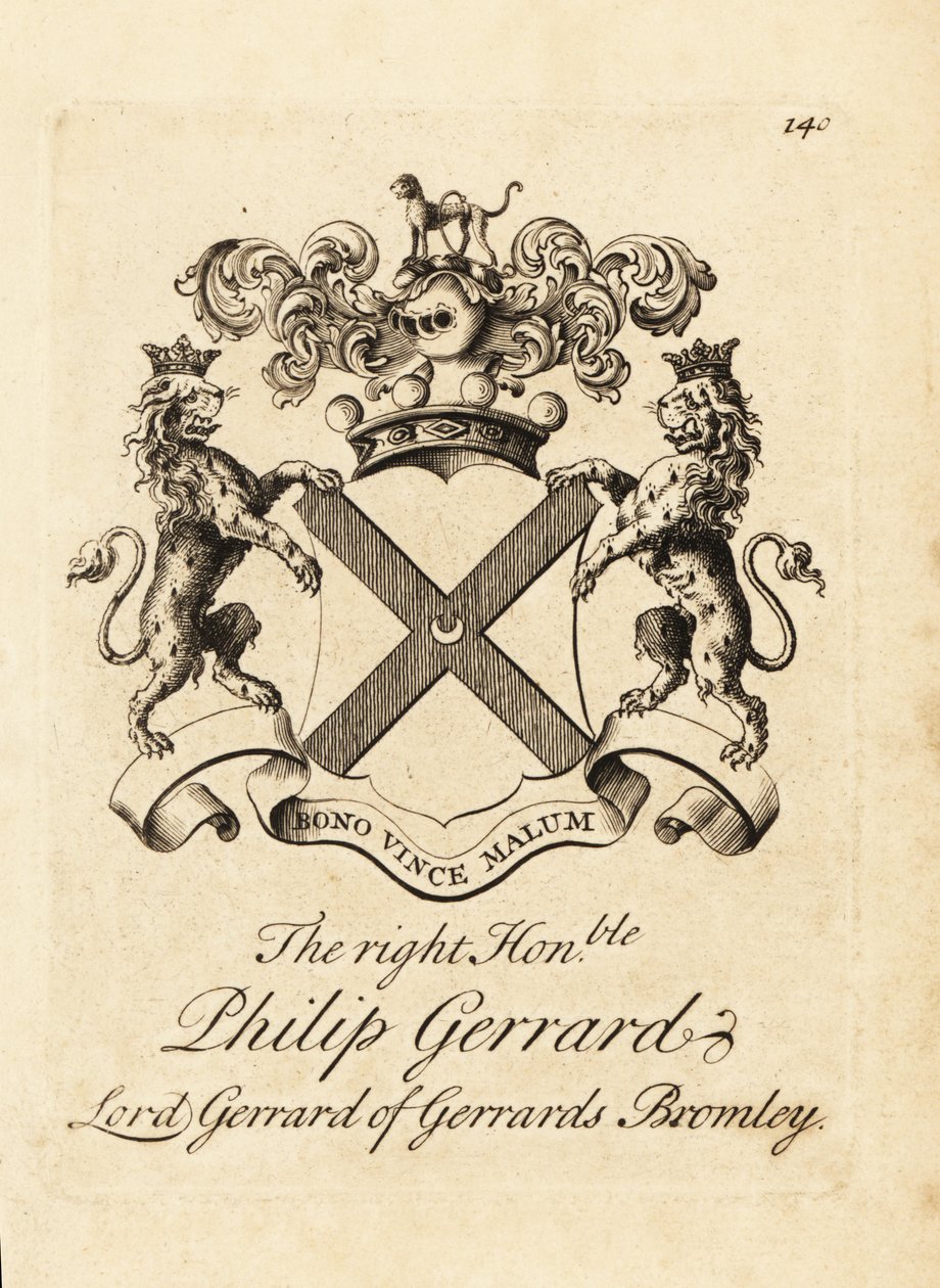 A jobboldal címere, tisztelt Philip Gerrard, Lord Gerrard of Gerrards Bromley, 7. Gerard báró alkotó: Andrew Johnston
