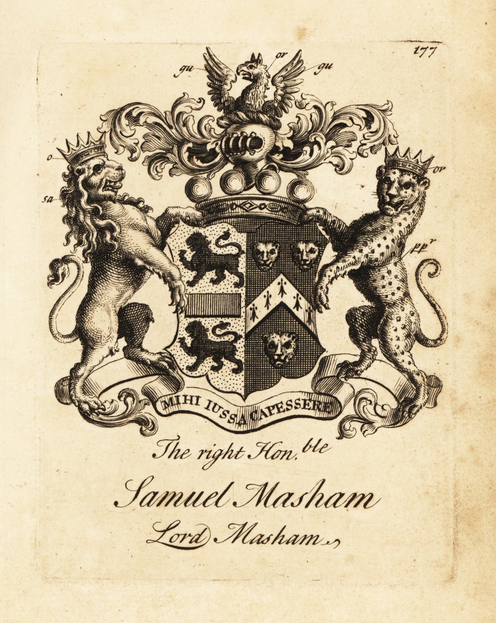 A jobboldal címere, tisztelt Samuel Masham, Lord Masham alkotó: Andrew Johnston