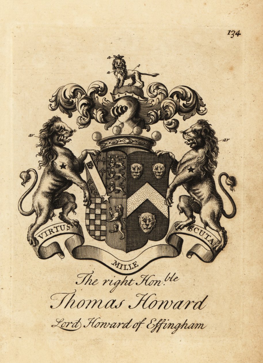 Thomas Howard jobboldal címere, Effingham 2. grófja, Lord Howard Effingham címere alkotó: Andrew Johnston