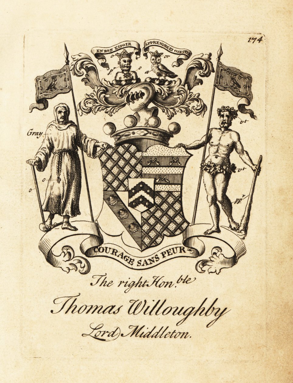 Thomas Willoughby jobboldal címere, Lord Middleton alkotó: Andrew Johnston