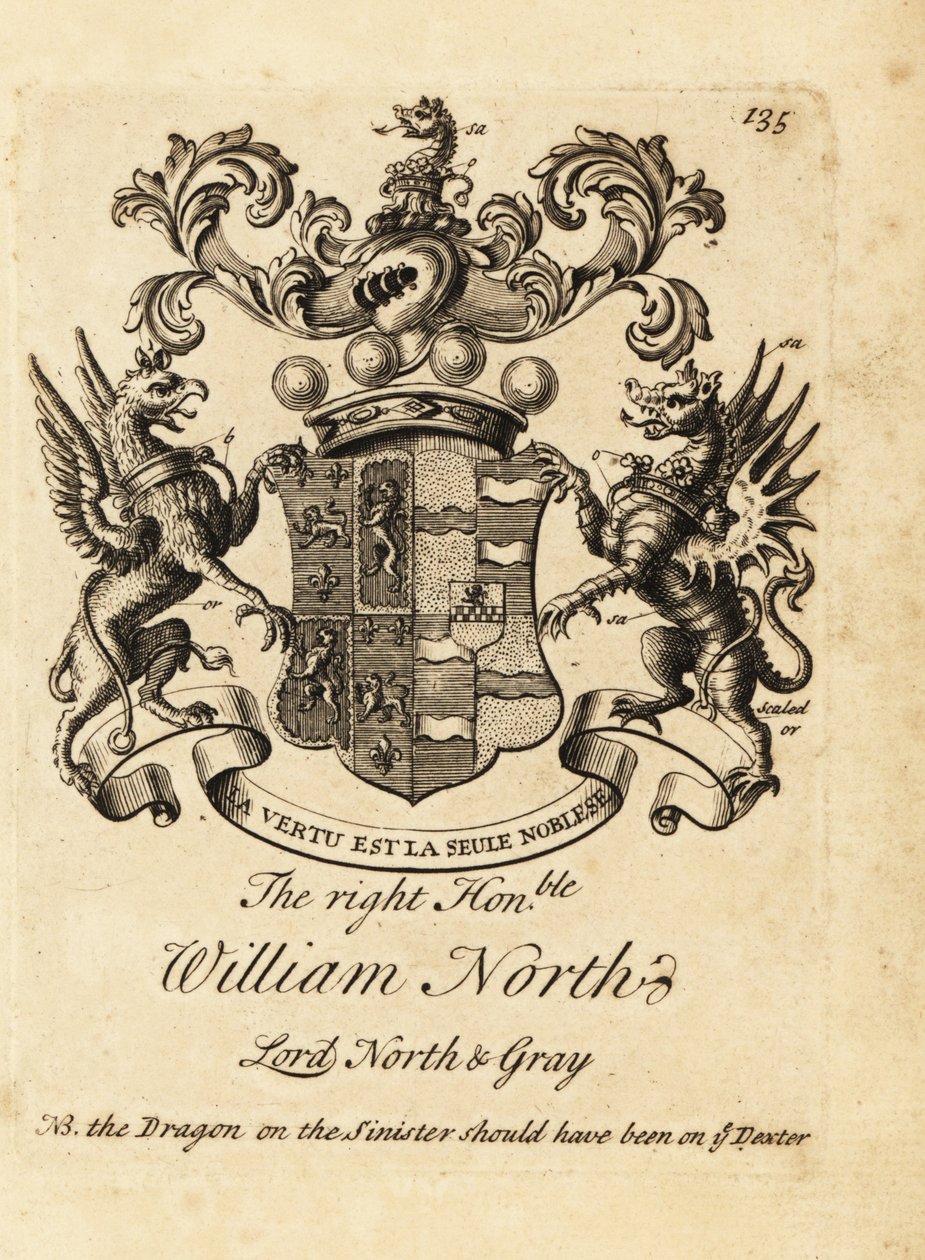 Tisztelt William North, Lord North & Gray, 6. North báró, 2. Gray báró címere alkotó: Andrew Johnston