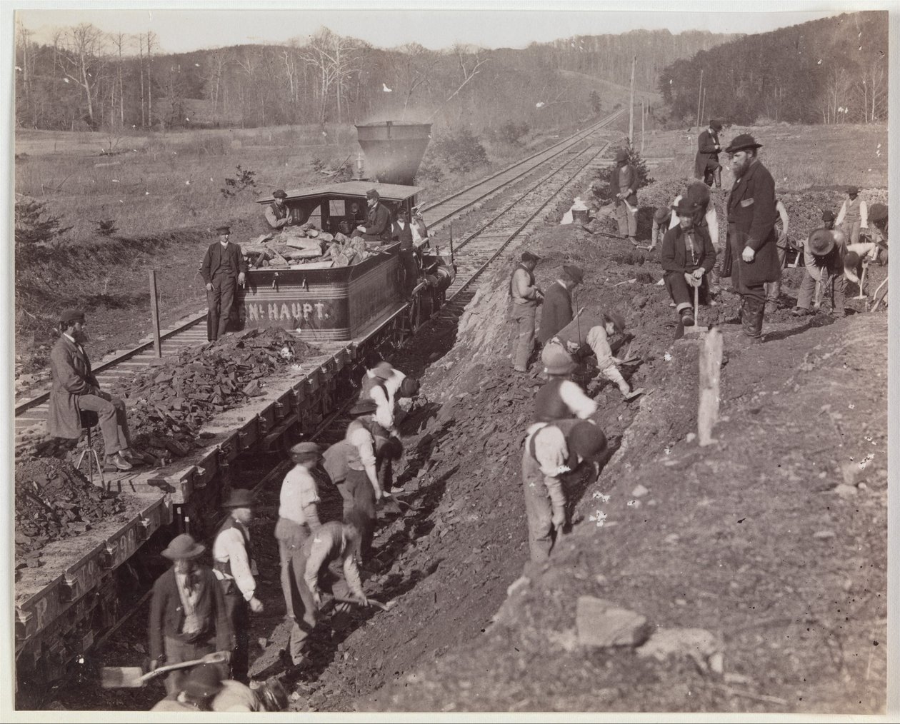 Ásatás az „Y”-hoz a Devereaux állomáson, Orange & Alexandria Railroad alkotó: Andrew Joseph Russell