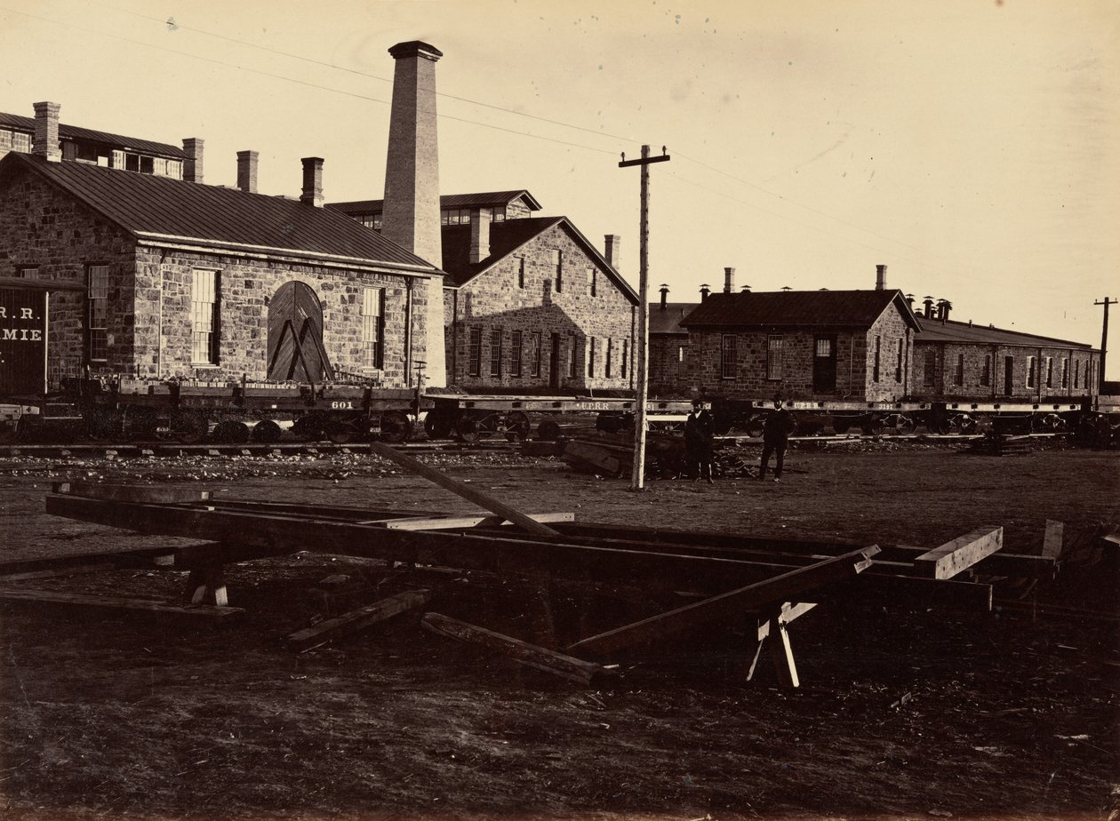 Tábla 17. Laramie gépműhelyek, délnyugatról,1869 (fotó) alkotó: Andrew Joseph Russell