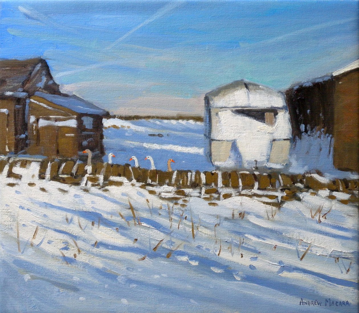 Karaván és libák, Derbyshire, 2011 (olaj, vászon) alkotó: Andrew Macara