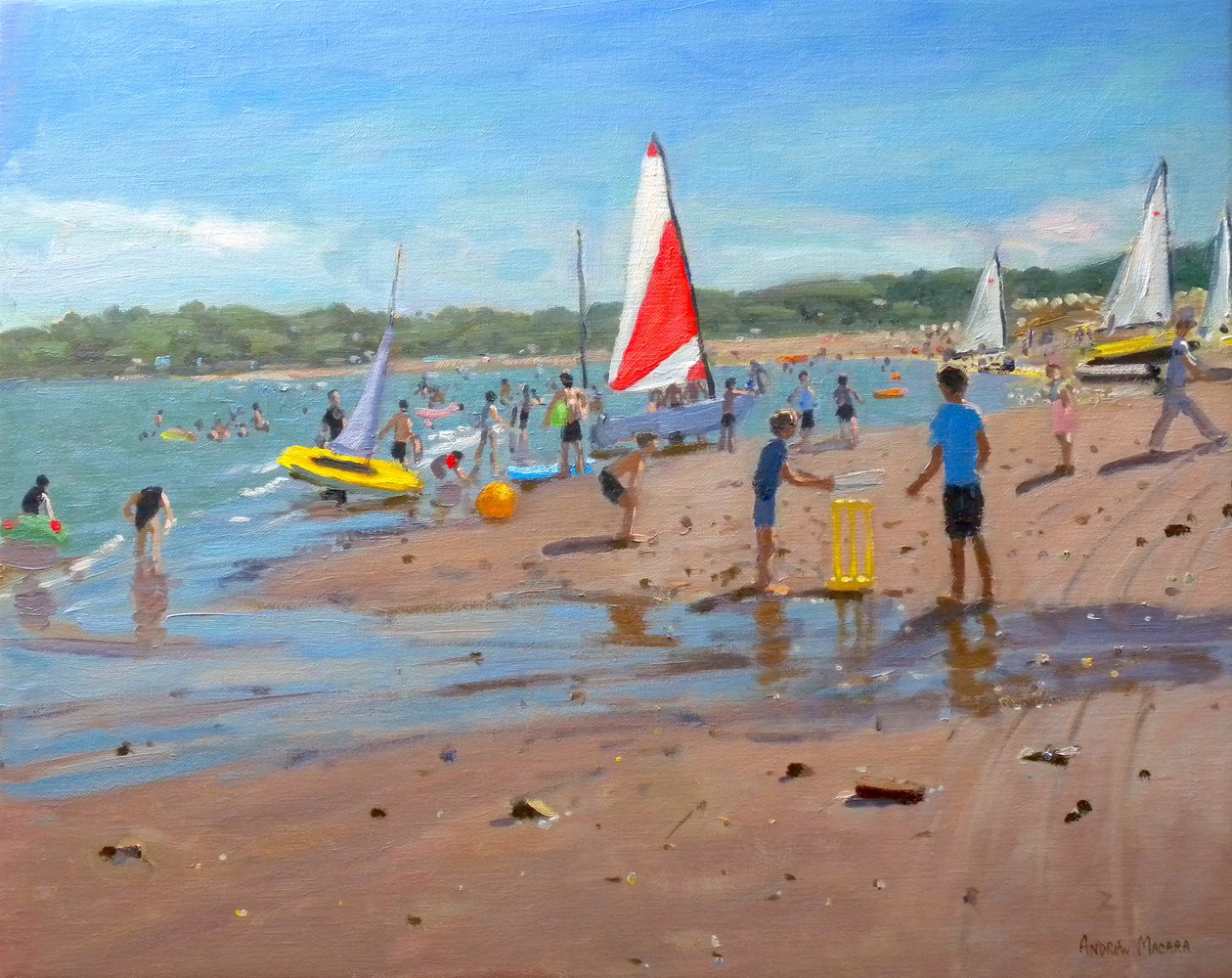 Krikett és piros-fehér vitorla, Abersoch, 2011 alkotó: Andrew Macara