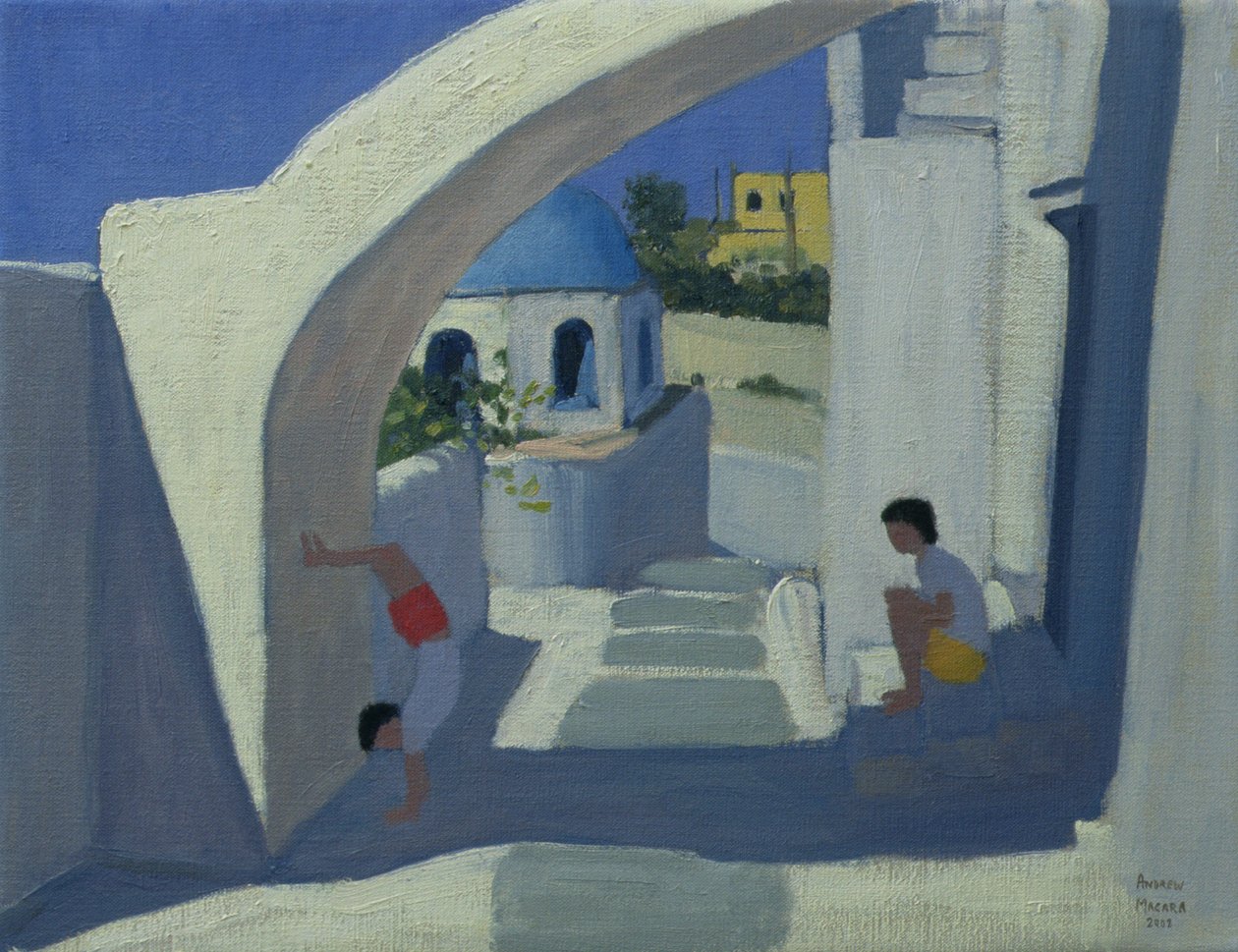 Kézenállás, Santorini alkotó: Andrew Macara