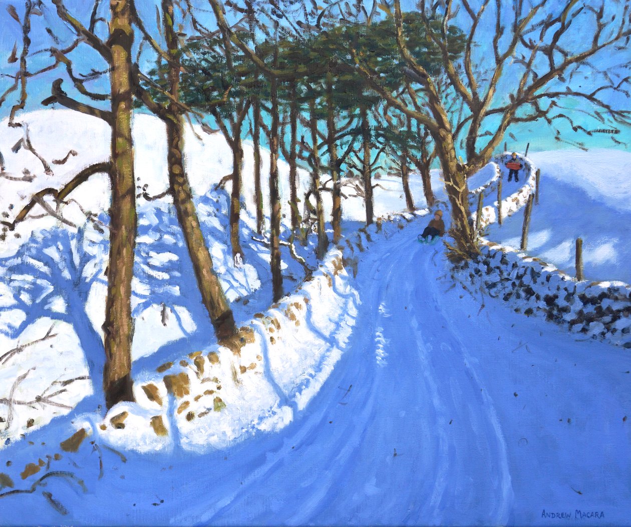 Szánkózás a Derbyshire Peak kerületben, 2023 (olaj, vászon) alkotó: Andrew Macara
