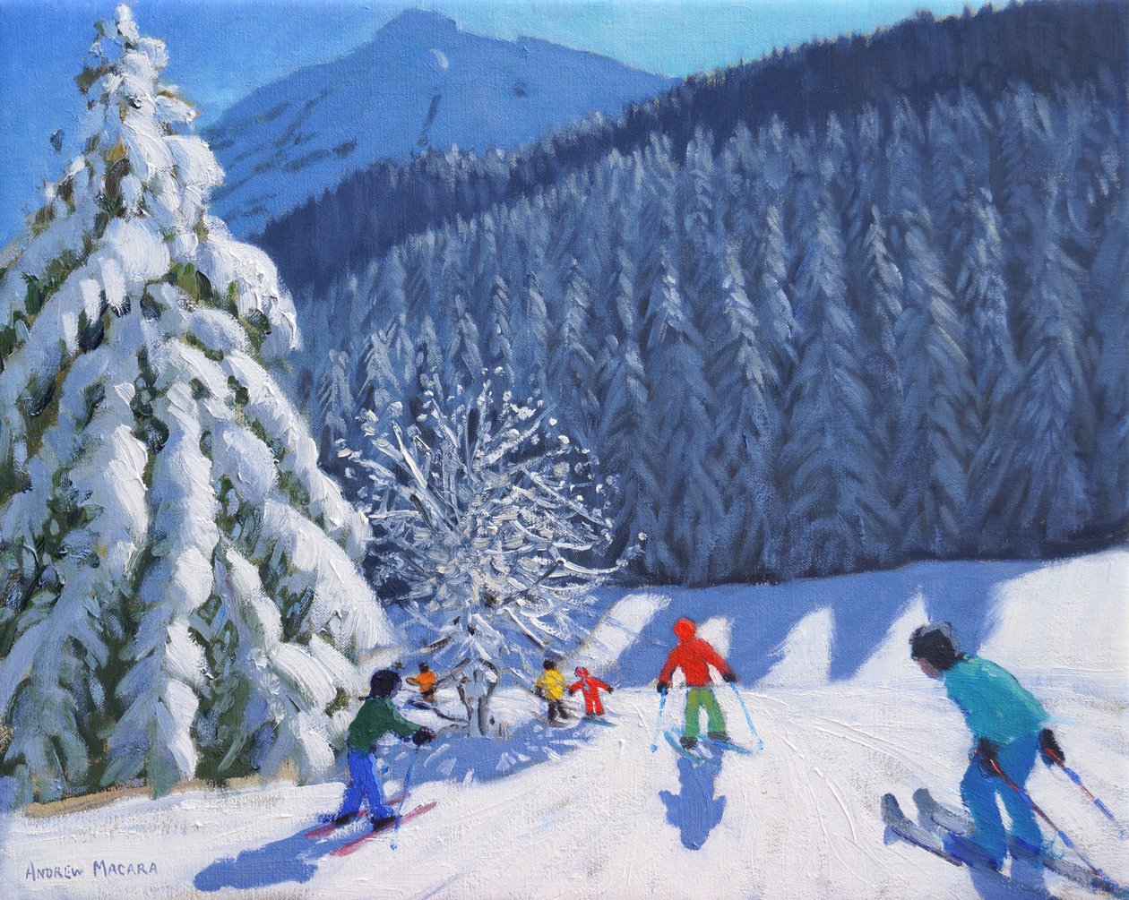 Havas fák, La Clusaz, Franciaország, 2015, (olaj, vászon) alkotó: Andrew Macara