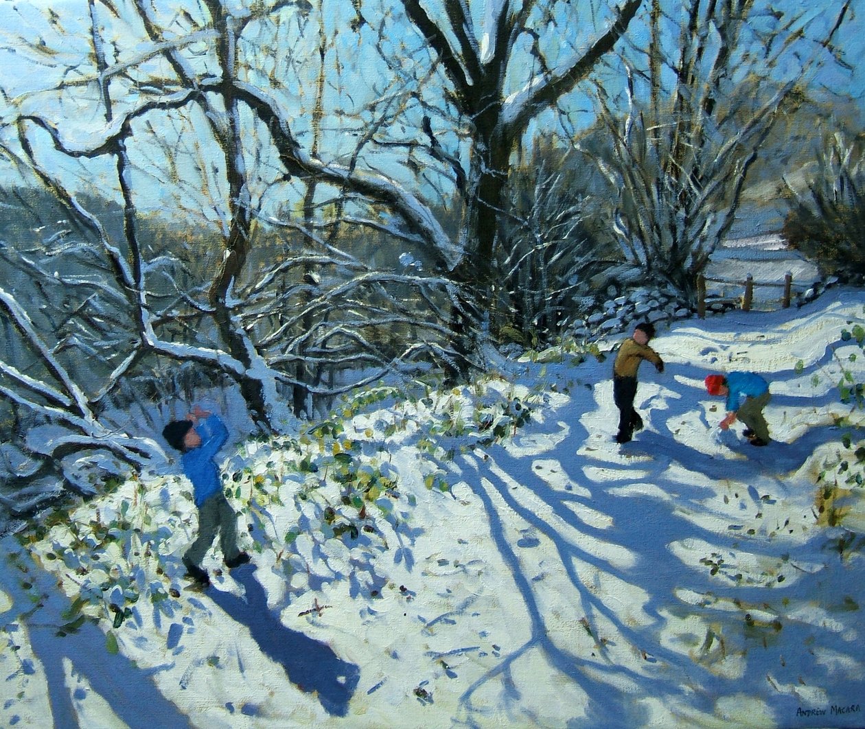Hógolyóharc, Derbyshire (olaj, vászon) alkotó: Andrew Macara
