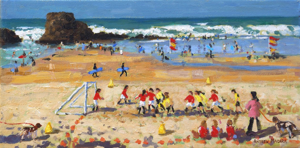 Sportnap, Perranporth, 2017, (olaj, vászon) alkotó: Andrew Macara
