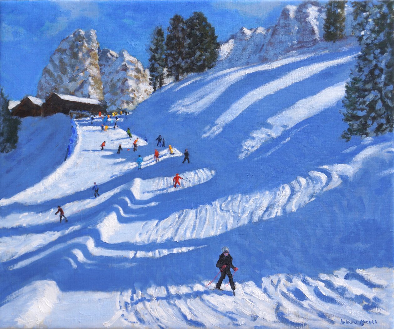 Nap és árnyékok, Kitzbühel, Ausztria, 2022 (olaj, vászon) alkotó: Andrew Macara