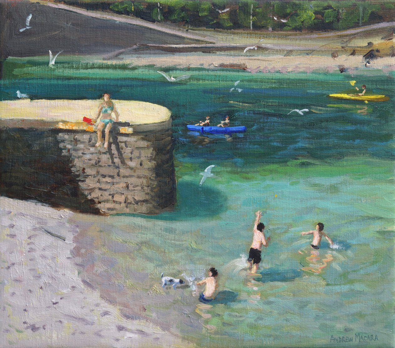 The Harbour, Looe, 2018, (olaj, vászon) alkotó: Andrew Macara