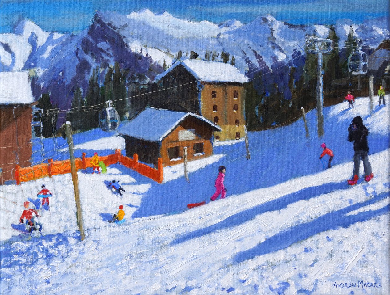 The Ice Rink, Samoens, Franciaország, 2022 (olaj, vászon) alkotó: Andrew Macara