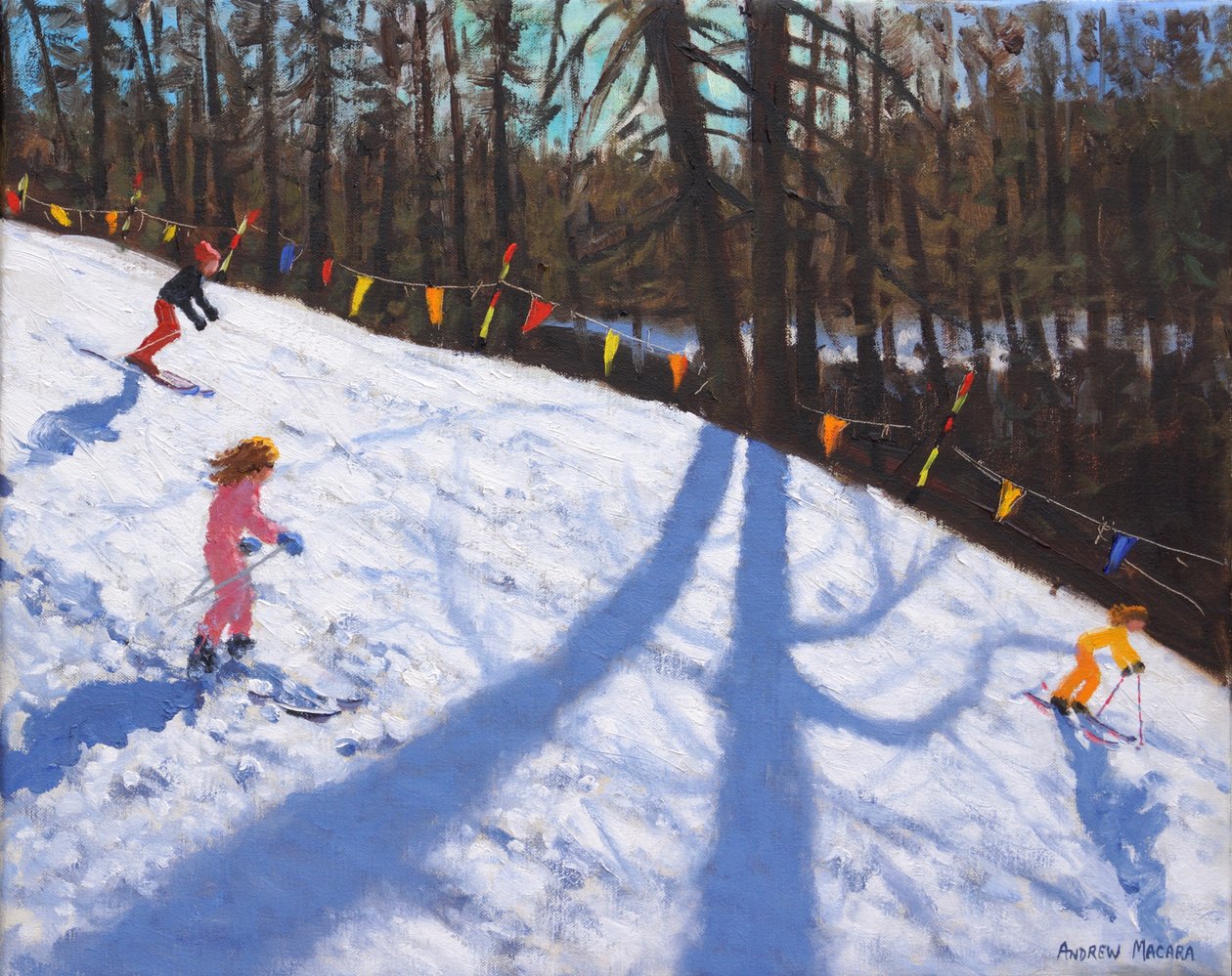 Three Valleys síelés ,2018,(olaj, vászon) alkotó: Andrew Macara