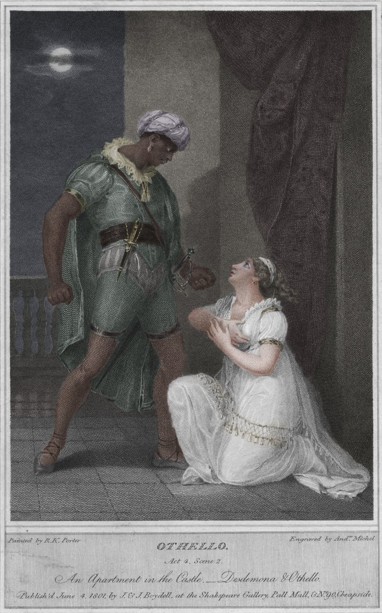 Othello. Felvonás 4. Jelenet 2. Egy lakás a kastélyban. Desdemona és Othello, 1801. alkotó: Andrew Michel