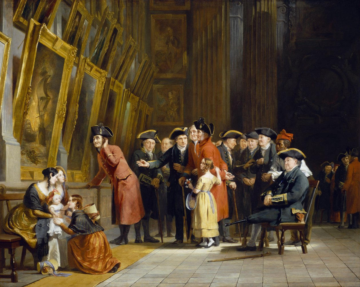 A brit hadsereg és haditengerészet veteránjainak találkozója, akik Horatio Nelson (1758-1805) alatt szolgáltak: A Chelsea lakói (piros ruhában) és a Greenwich Kórház lakói (kékben) a Greenwich Kórházban található tengeri festménygalériát látogatják meg. alkotó: Andrew Morton