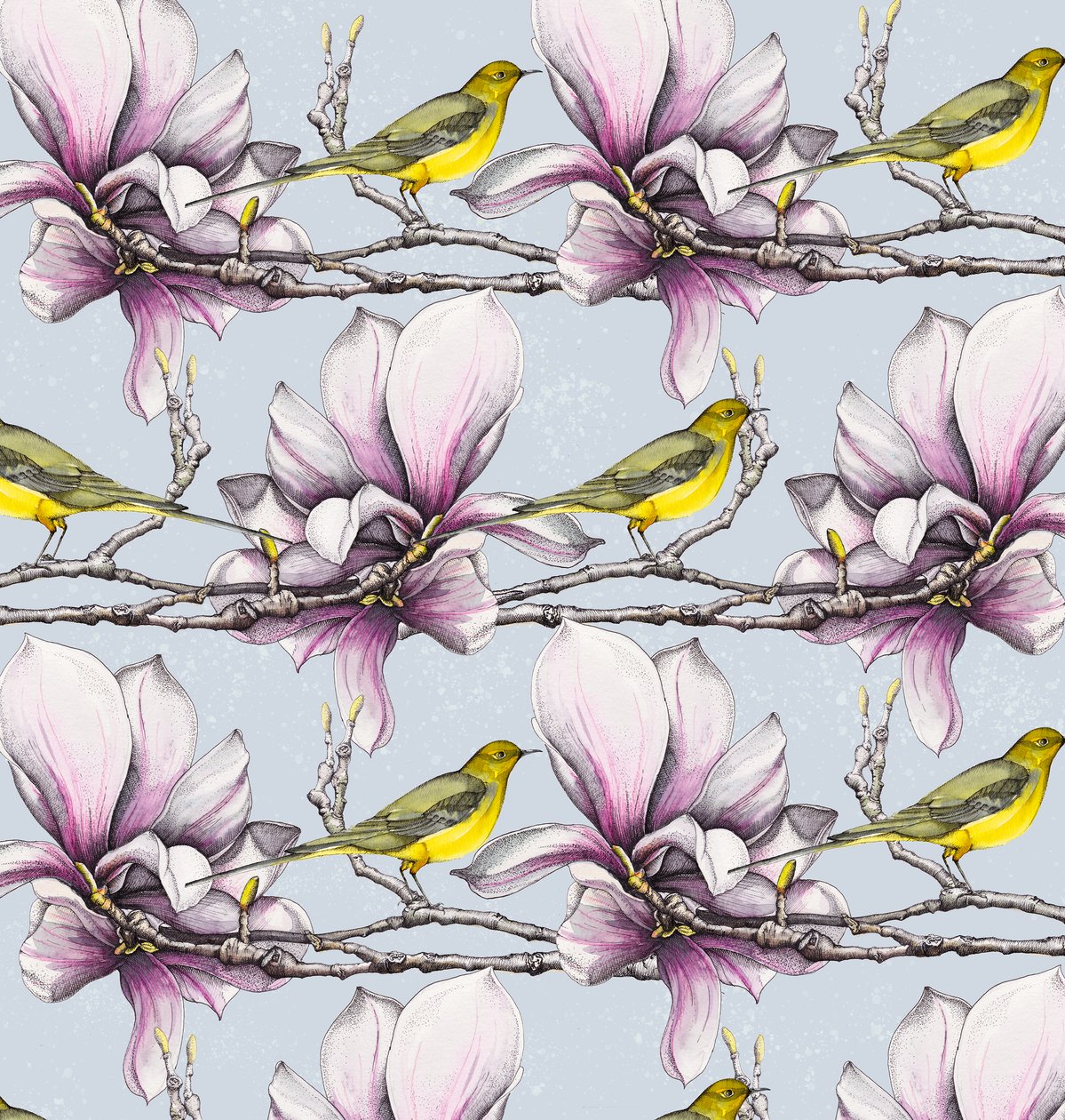 Magnólia és Sárga Wagtails, 2019 (akvarell, toll) alkotó: Andrew Watson