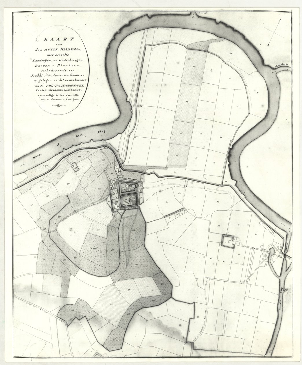 Allersma - térkép Apken 1822 alkotó: Andries van Apken