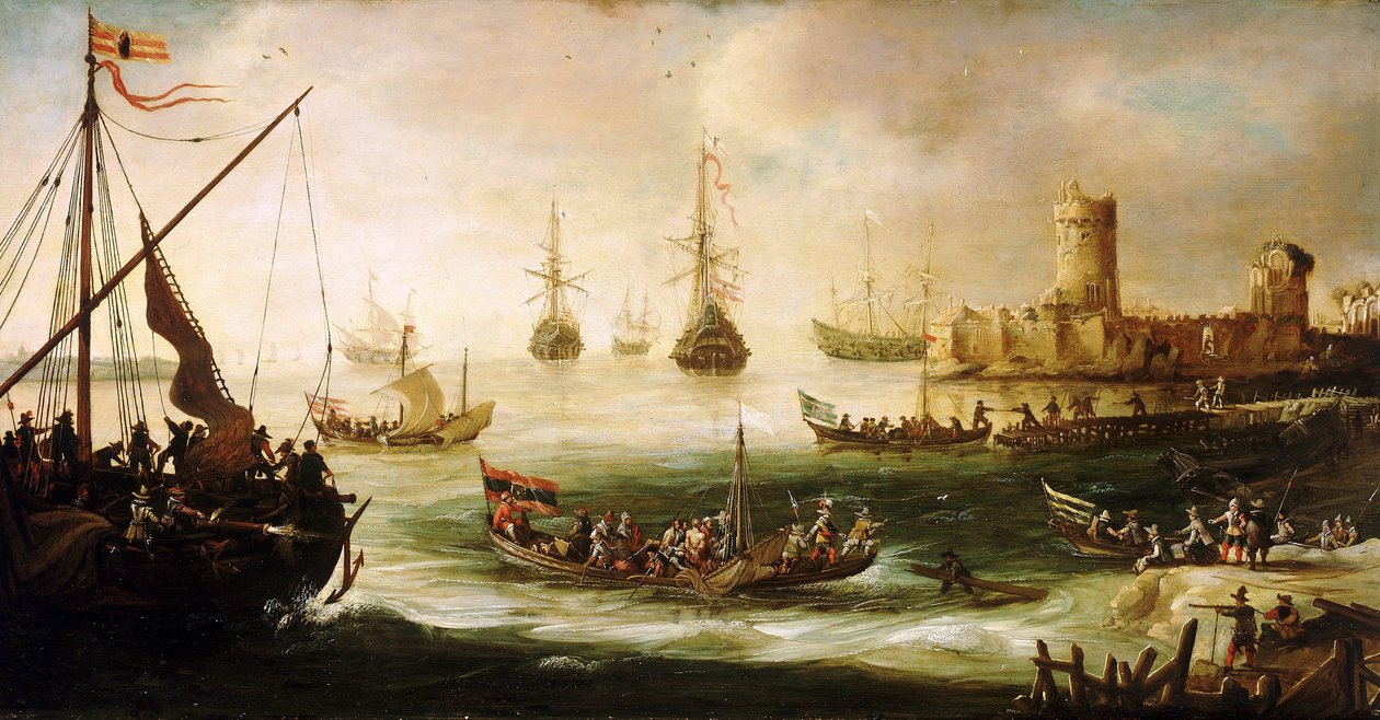 Egy spanyol expedíció visszatérése, Olaj, fa, Andries van Eertvelt (1590-1652). alkotó: Andries van Eertvelt