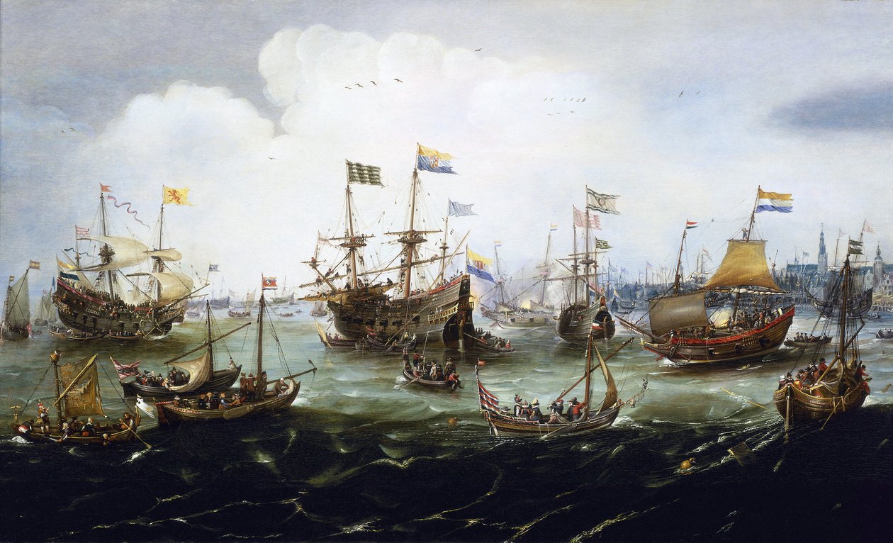 A holland flotta visszatérése, május 1. alkotó: Andries van Eertvelt