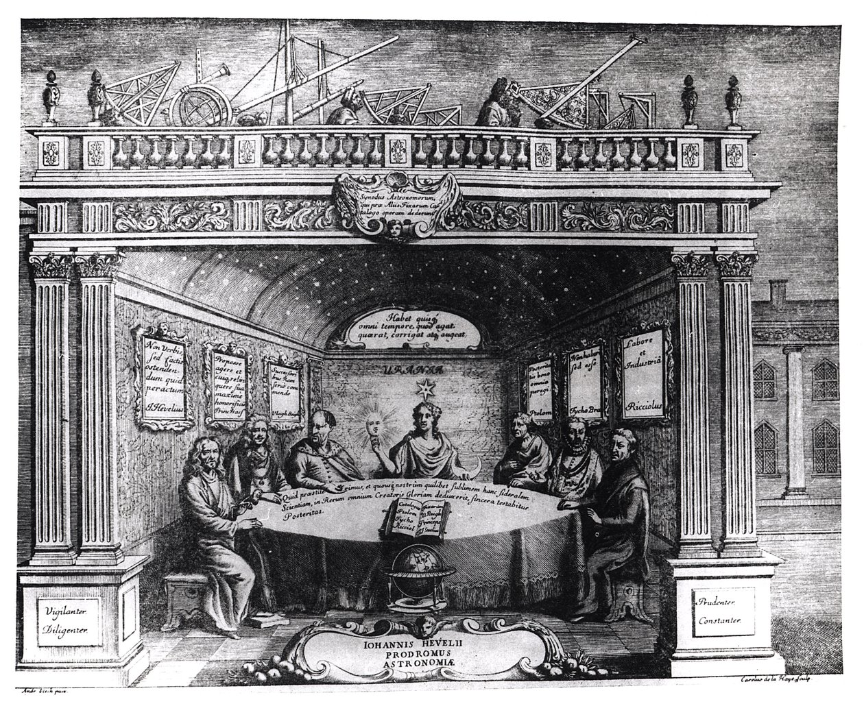A Nagy csillagászok Johannes Hevelius (1611-87) „Prodomus Astronomiae” című művéből, Gdanskban, 1690. alkotó: Andrzej Stech