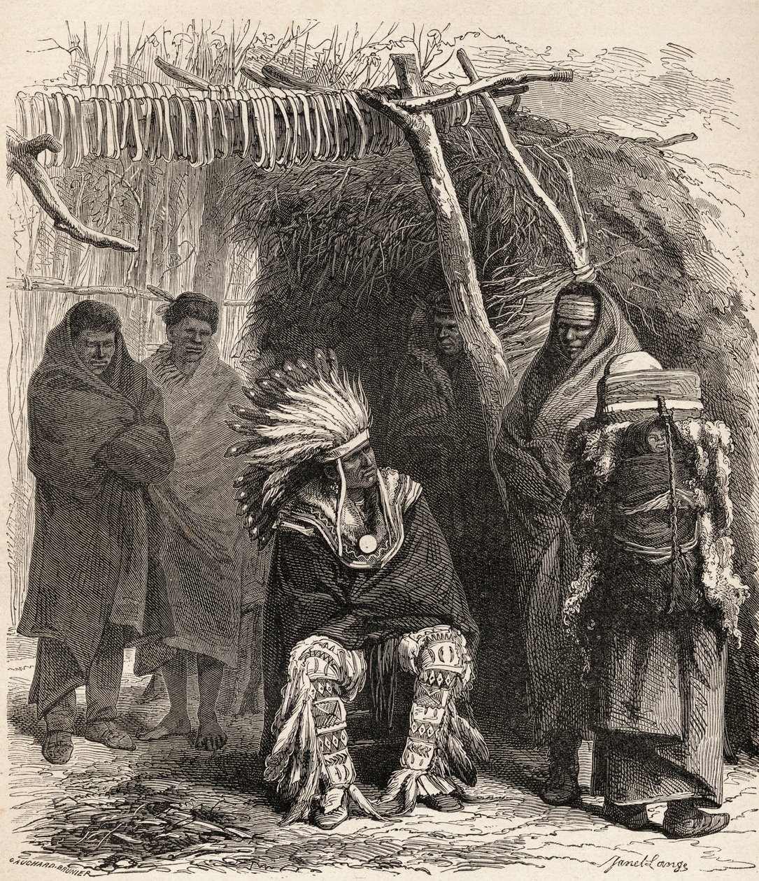 Peter La Cherre, illusztráció a "The World in the Hands" című, Gauchard-Brunier által metszett, 1878-ban kiadott könyvből. alkotó: Ange Louis Janet