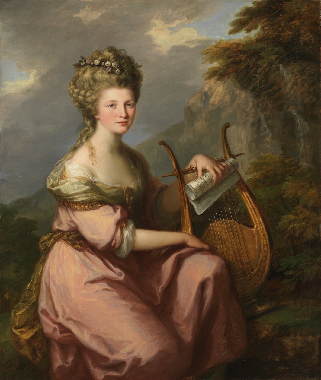 Angol: Sarah Harrop asszony portréja, Bates, mint musen alkotó: Angelica Kauffmann